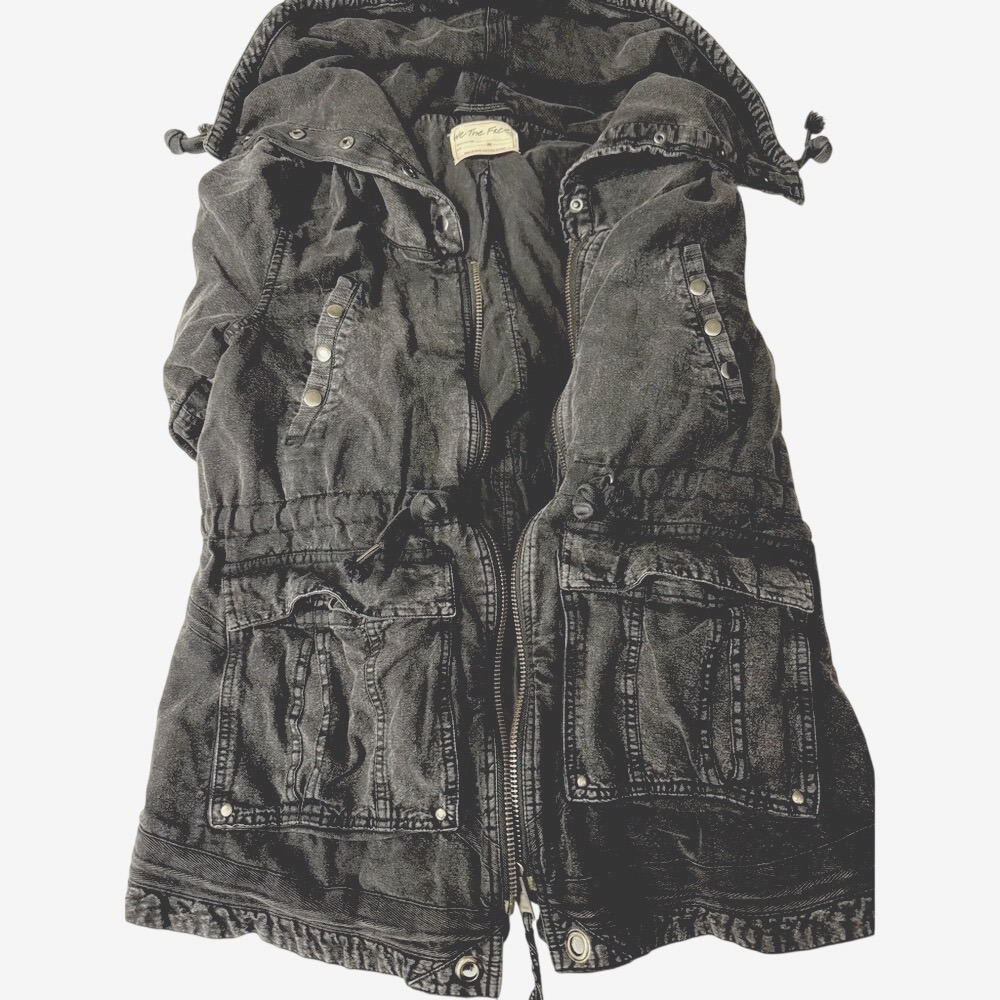 FP Movement by Free People Dark Gray Hooded Jean Jacket - Picture 14 of 15